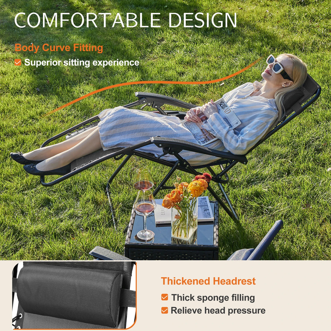 JHK Zero Gravity Recliner Chairs Set of 2 with Cup Holders