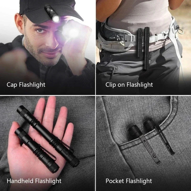 Mini LED Pen Flashlight Tactical Pocket Torch with Clip