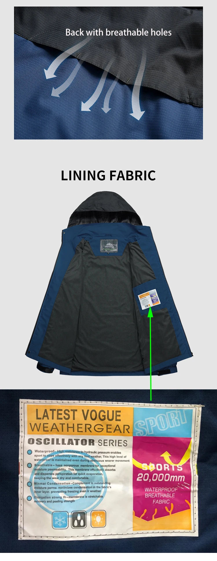 TRVLWEGO Men’s Waterproof Hiking Jacket Outdoor Windbreaker