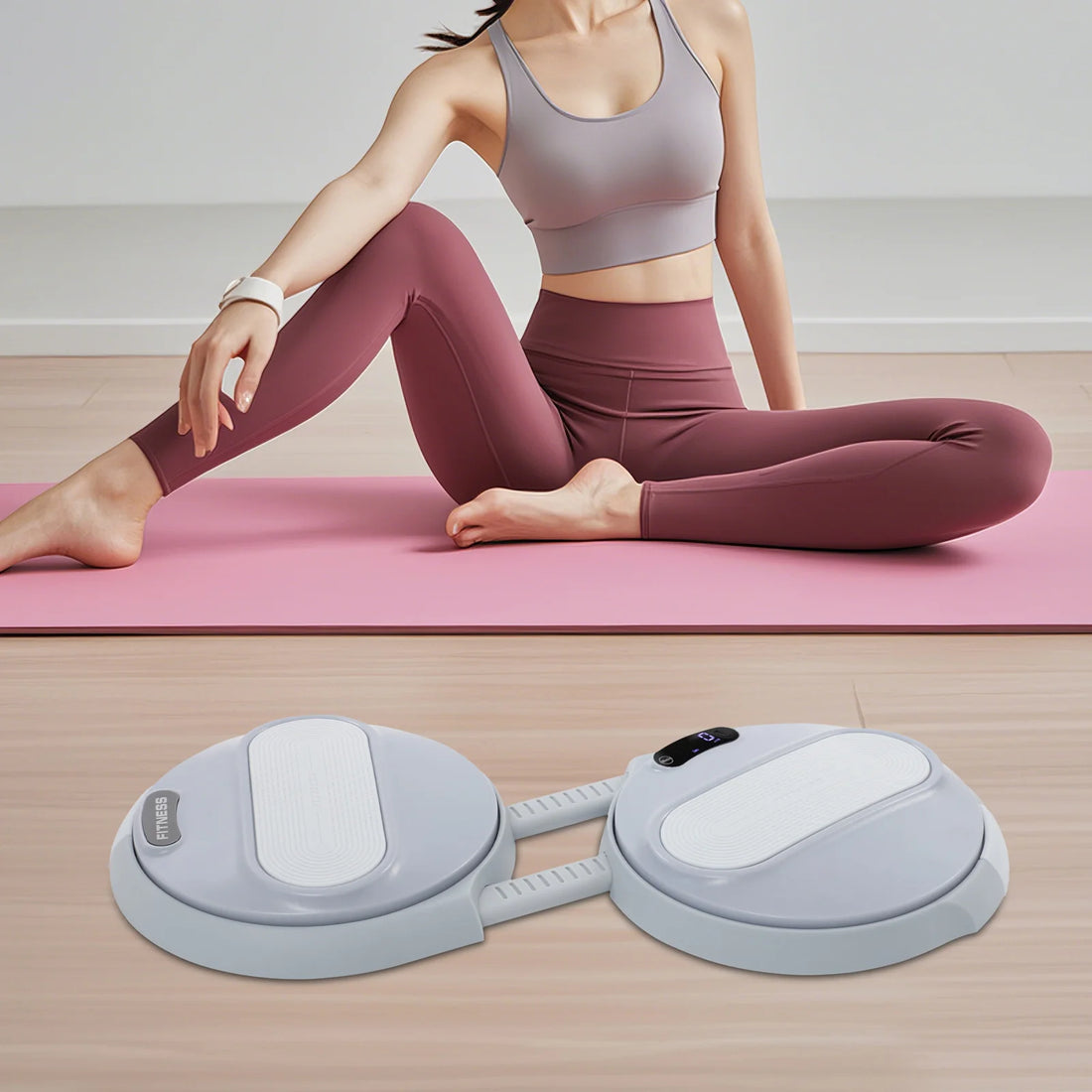 Waist Twister Board with Elastic Ropes – Standing Ab Exercise Tool
