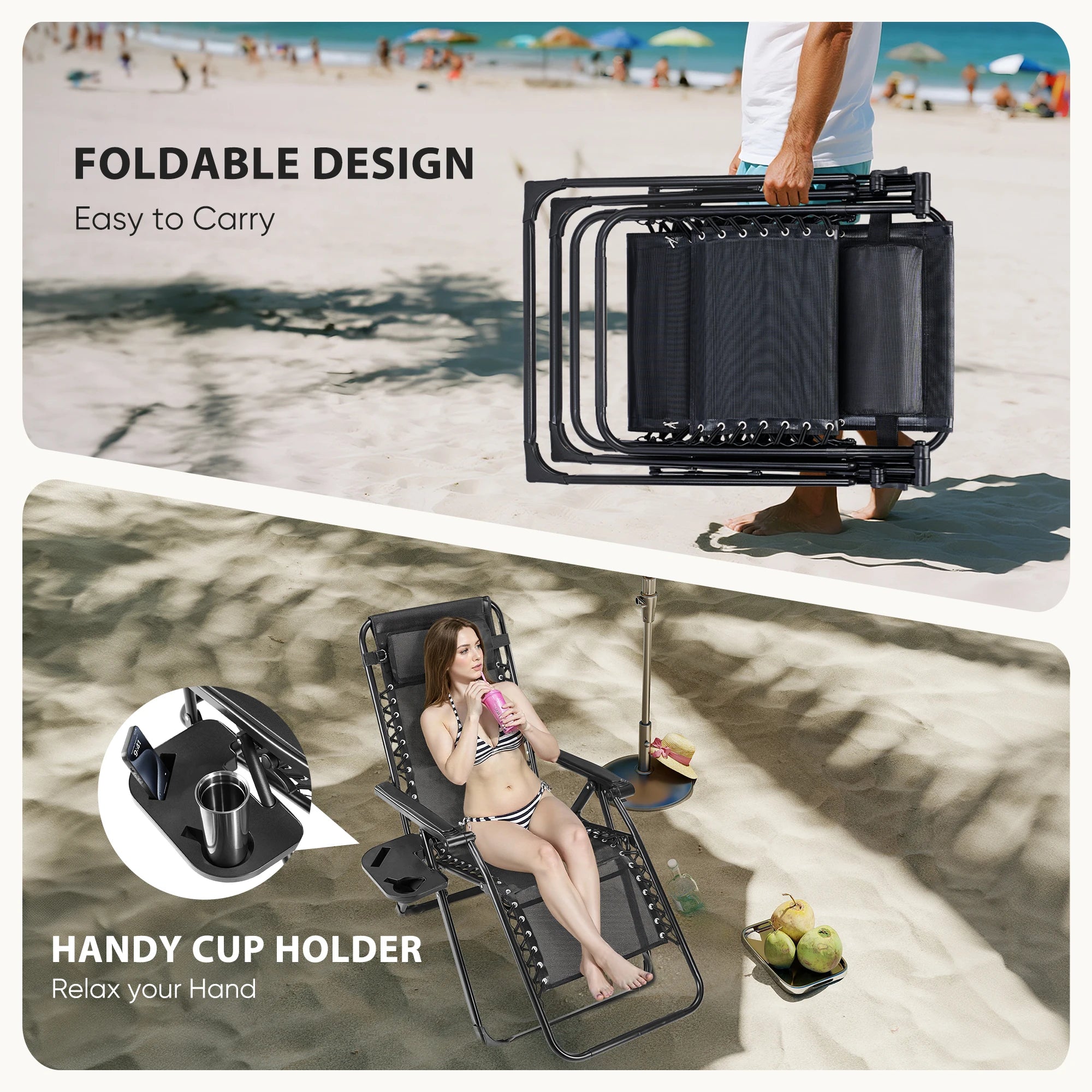 JHK Zero Gravity Recliner Chairs Set of 2 with Cup Holders