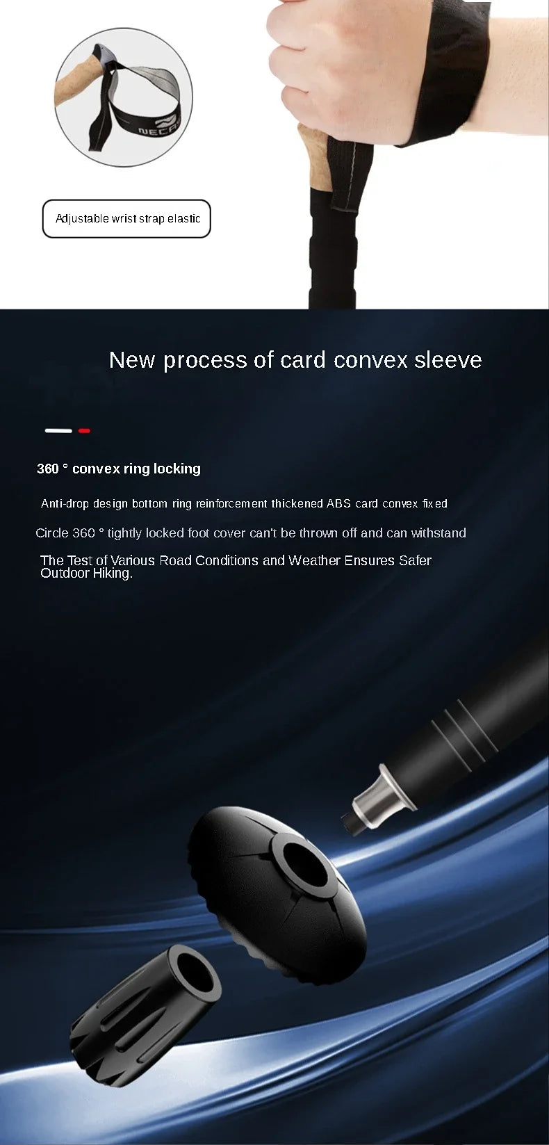 2PCS Ultralight Adjustable Trekking Poles with Quick Lock