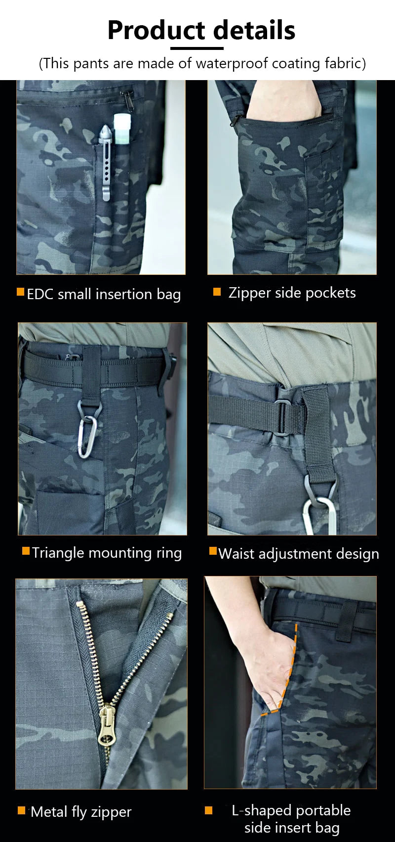 Men’s Tactical Cargo Work Pants Waterproof Outdoor Trousers