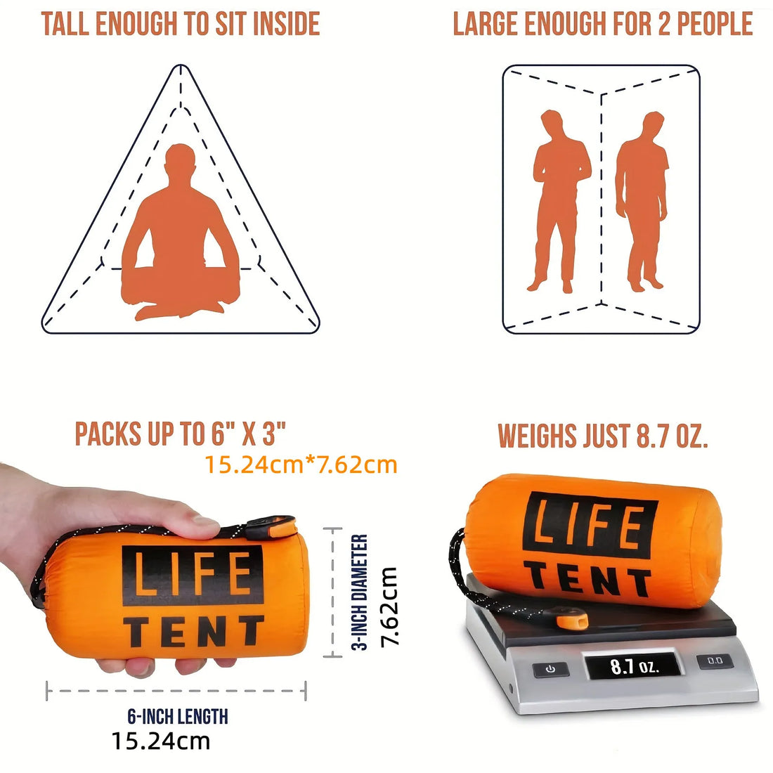 2-Person Emergency Camping Tent Waterproof Travel Shelter