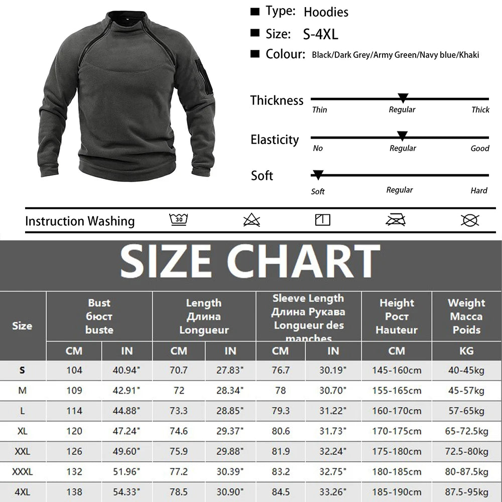 Men’s Tactical Fleece Jacket Windproof Thermal Hiking Coat