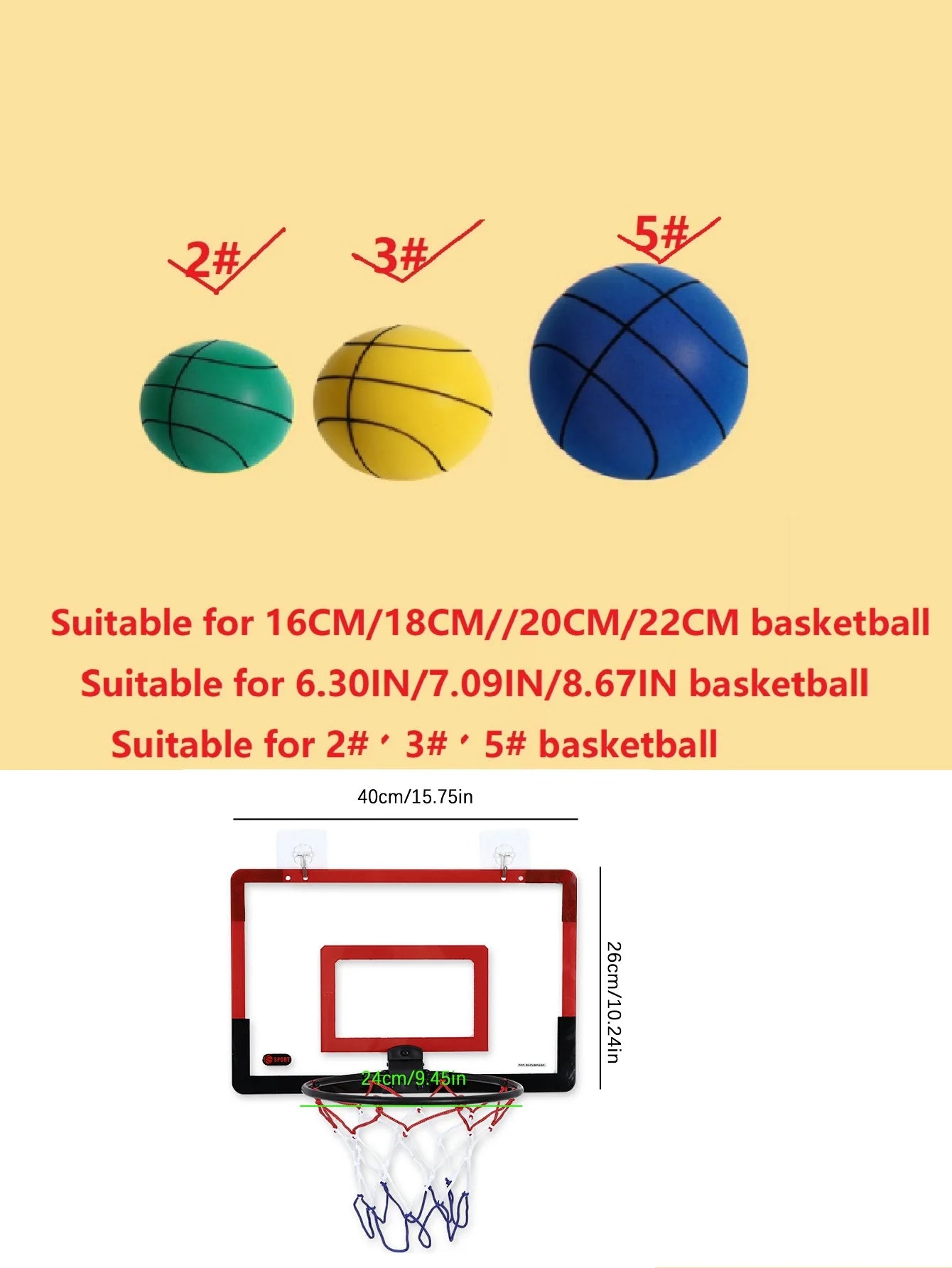 Mini Basketball Hoop Indoor Door/Wall Mounted Game Set