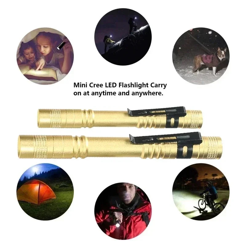 Mini LED Pen Flashlight Tactical Pocket Torch with Clip