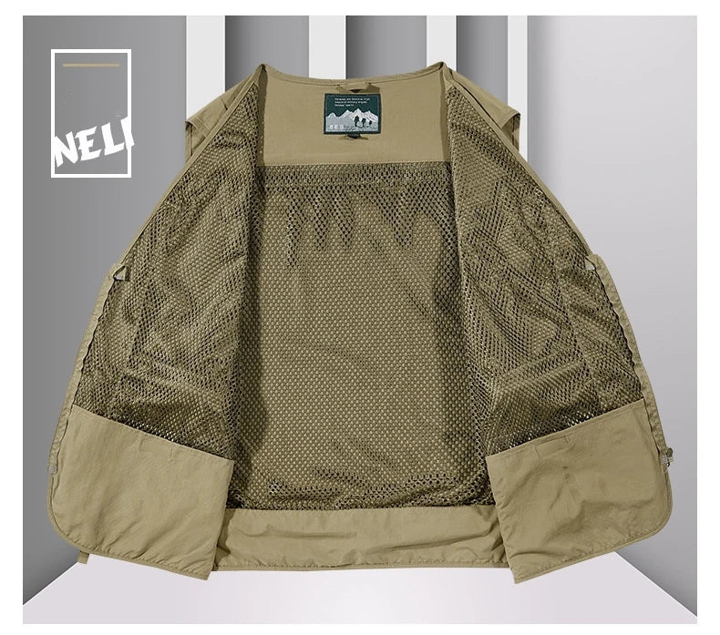 FGKKS Men’s Outdoor Multi-Pocket Vest Breathable Sports Coat