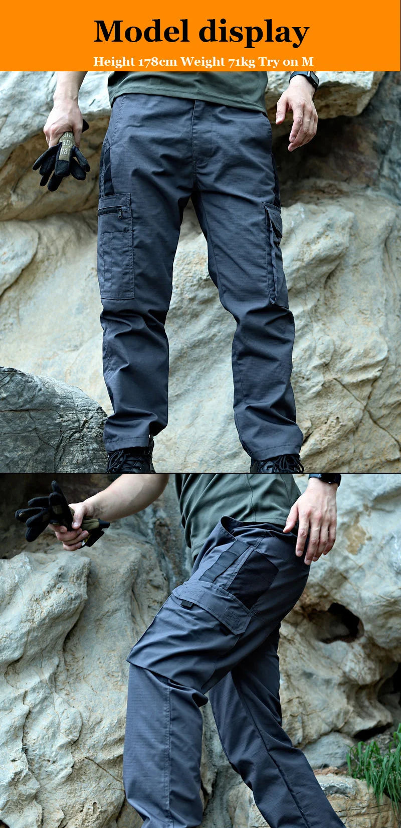 Men’s Tactical Cargo Work Pants Waterproof Outdoor Trousers