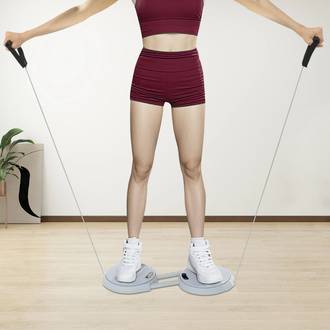 Waist Twister Board with Elastic Ropes – Standing Ab Exercise Tool