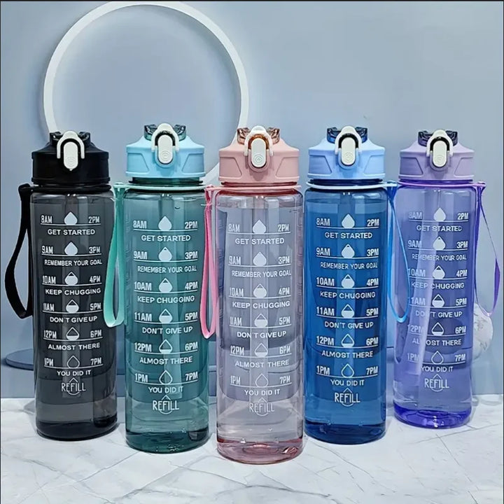 800ml Sports Water Bottle Leak-Proof with Time Scale
