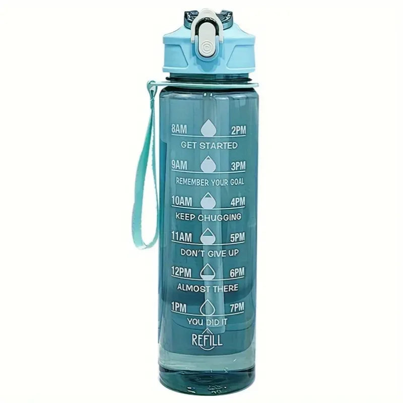 800ml Sports Water Bottle Leak-Proof with Time Scale