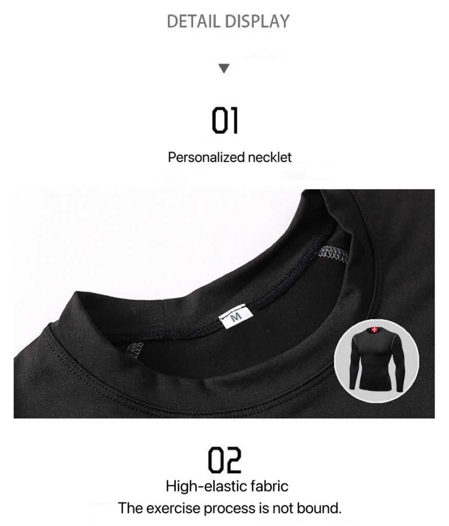 Men’s Long-Sleeve Thermal Underwear Fast-Dry Fitness Top