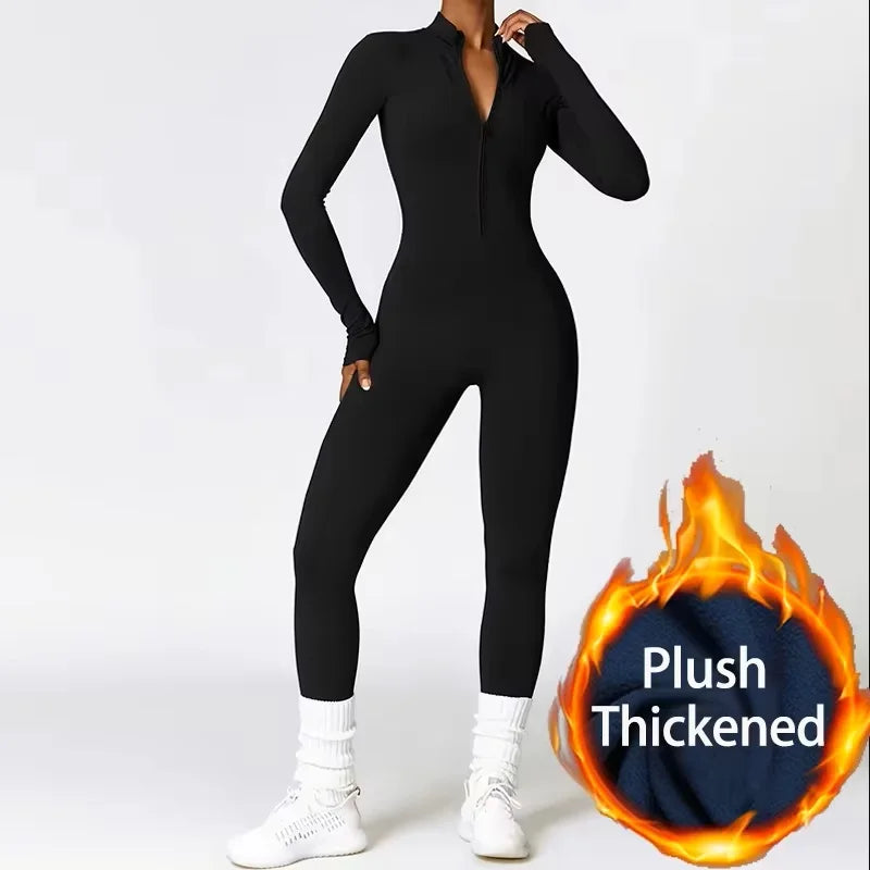 Women’s Summer Zipper Workout Jumpsuit Fitness Yoga Set