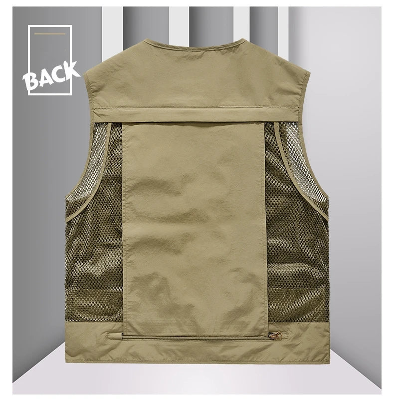 FGKKS Men’s Outdoor Multi-Pocket Vest Breathable Sports Coat