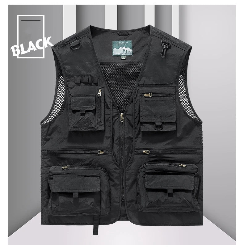 FGKKS Men’s Outdoor Multi-Pocket Vest Breathable Sports Coat