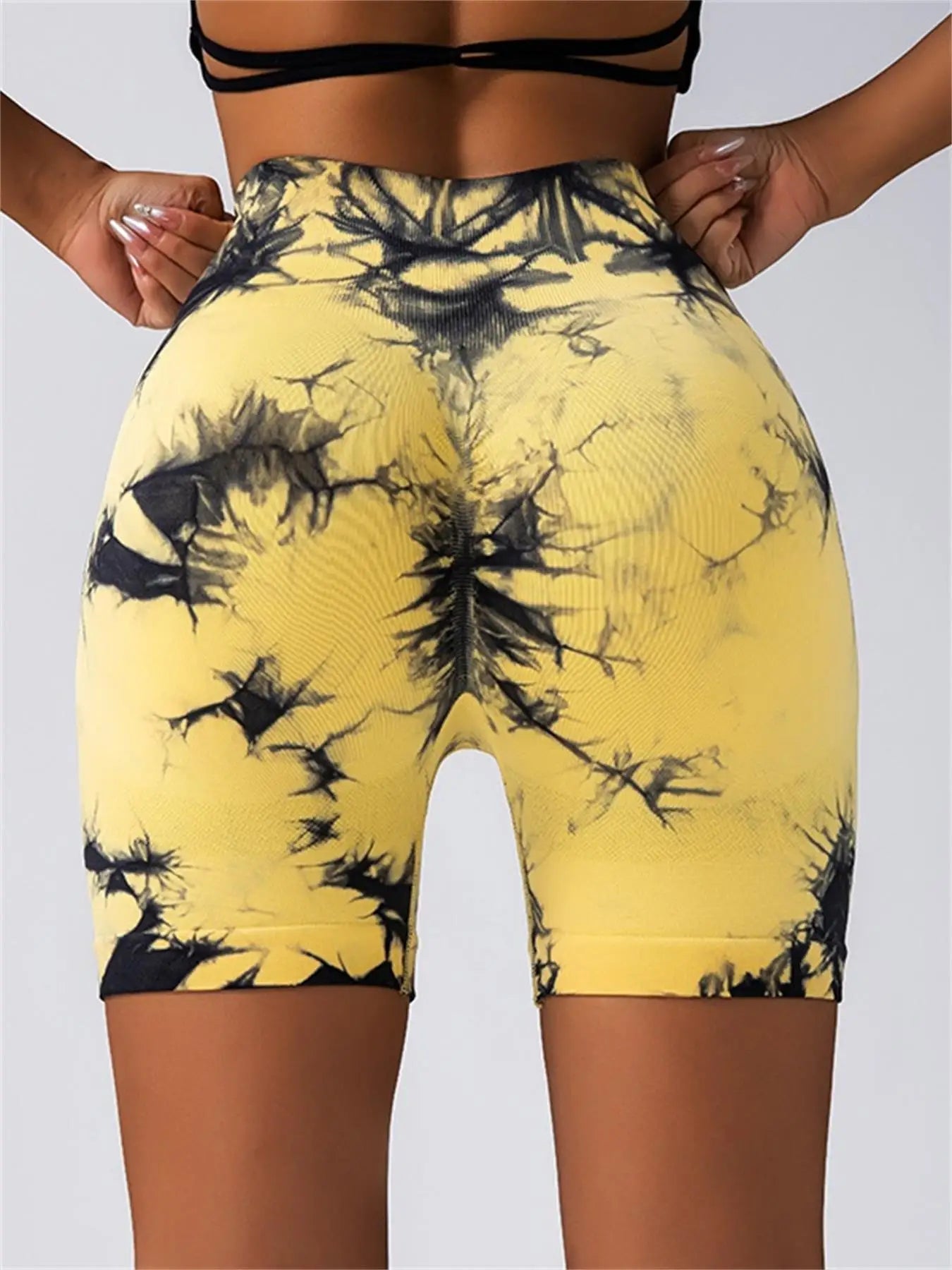 Women’s Tie-Dye High Waist Ruched Sports Yoga Shorts