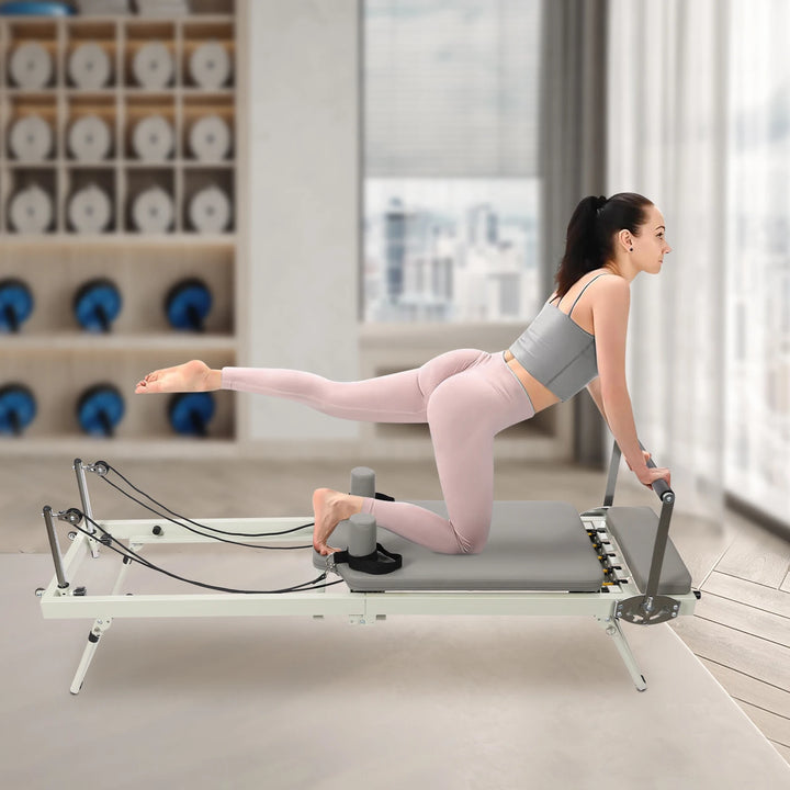 Foldable Pilates Reformer Machine, Multifunctional Yoga Fitness Equipment