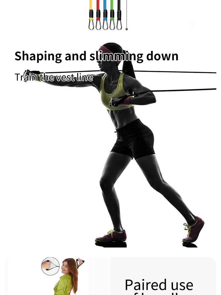 11PCS TPE Resistance Band Set with Handles and Door Anchor