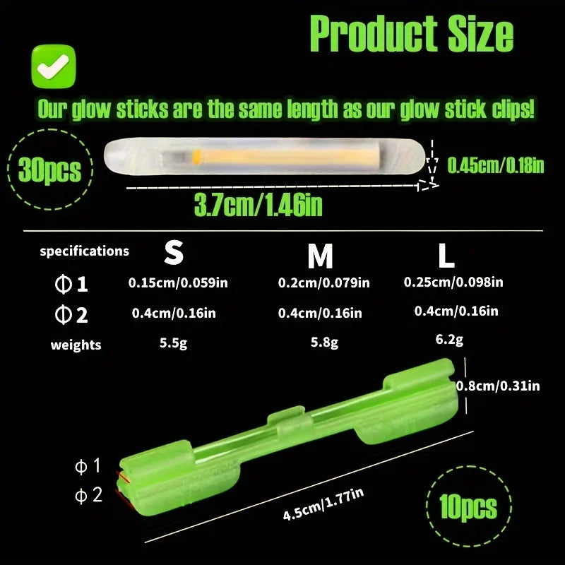 40pcs Night Fishing Luminous Stick Set with Glow Clips