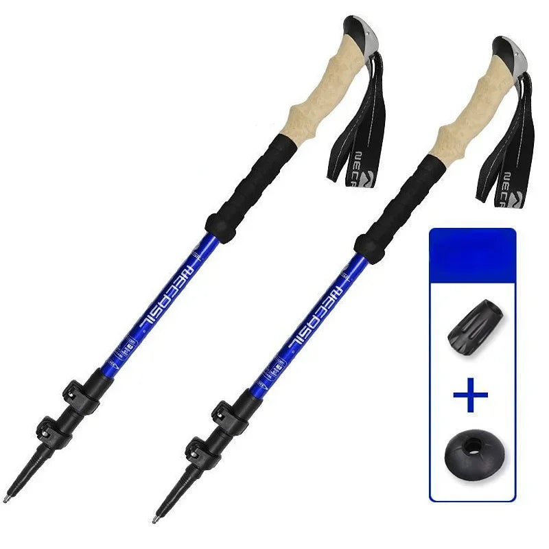 2PCS Ultralight Adjustable Trekking Poles with Quick Lock