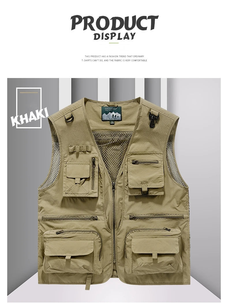 FGKKS Men’s Outdoor Multi-Pocket Vest Breathable Sports Coat