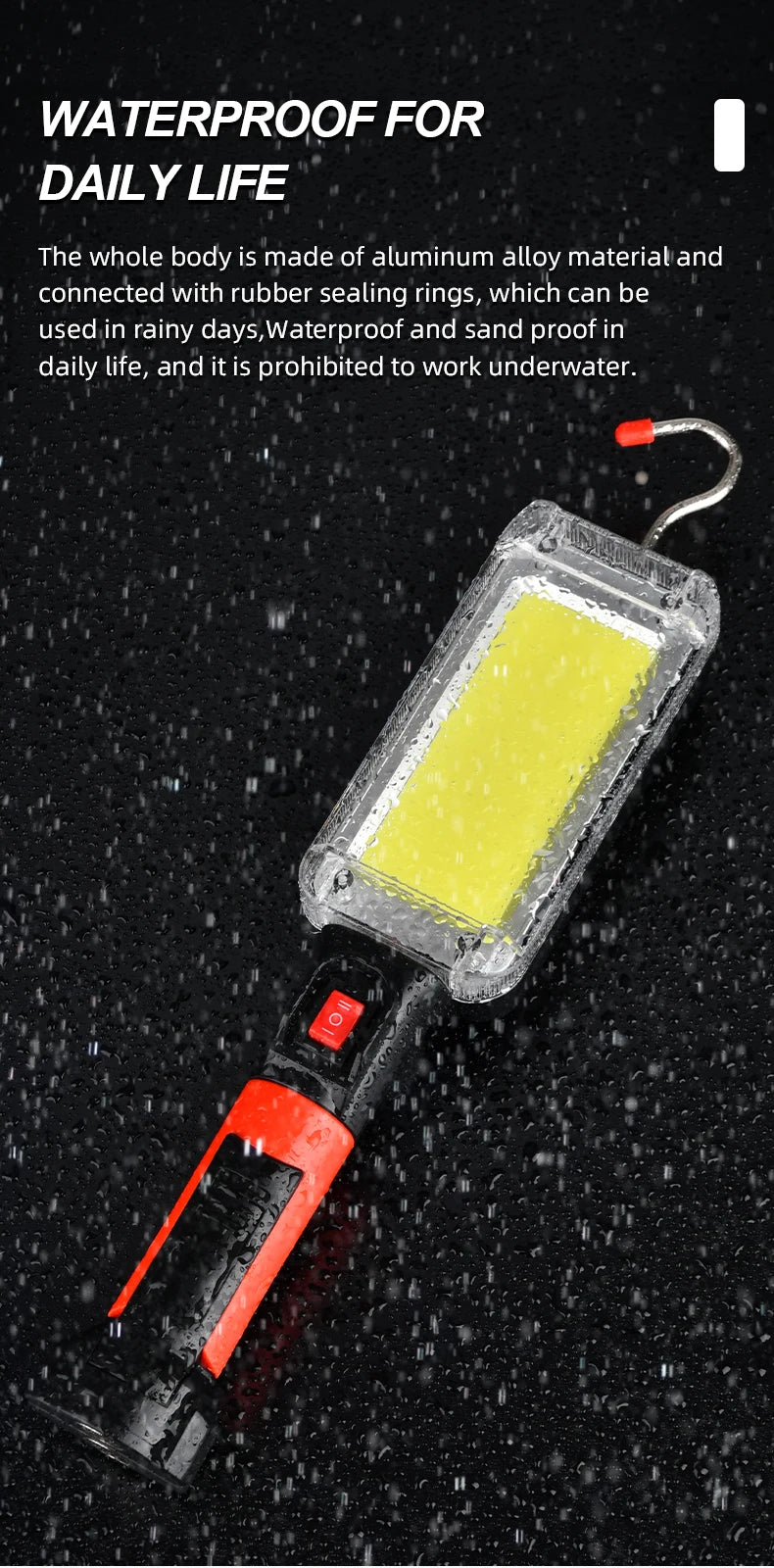 LED Work Light COB Floodlight 8000LM Rechargeable Portable Magnetic Lamp
