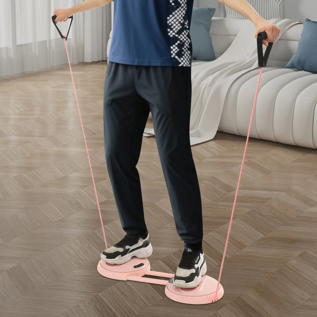 Waist Twister Board with Elastic Ropes – Standing Ab Exercise Tool