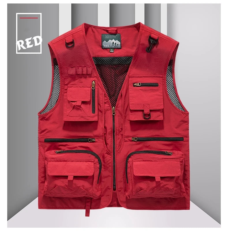 FGKKS Men’s Outdoor Multi-Pocket Vest Breathable Sports Coat