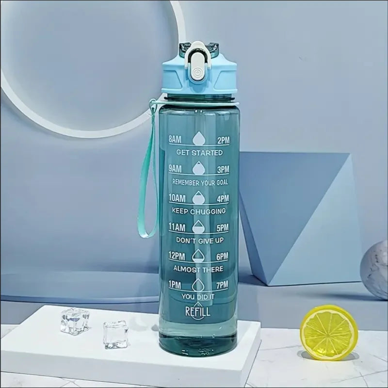 800ml Sports Water Bottle Leak-Proof with Time Scale