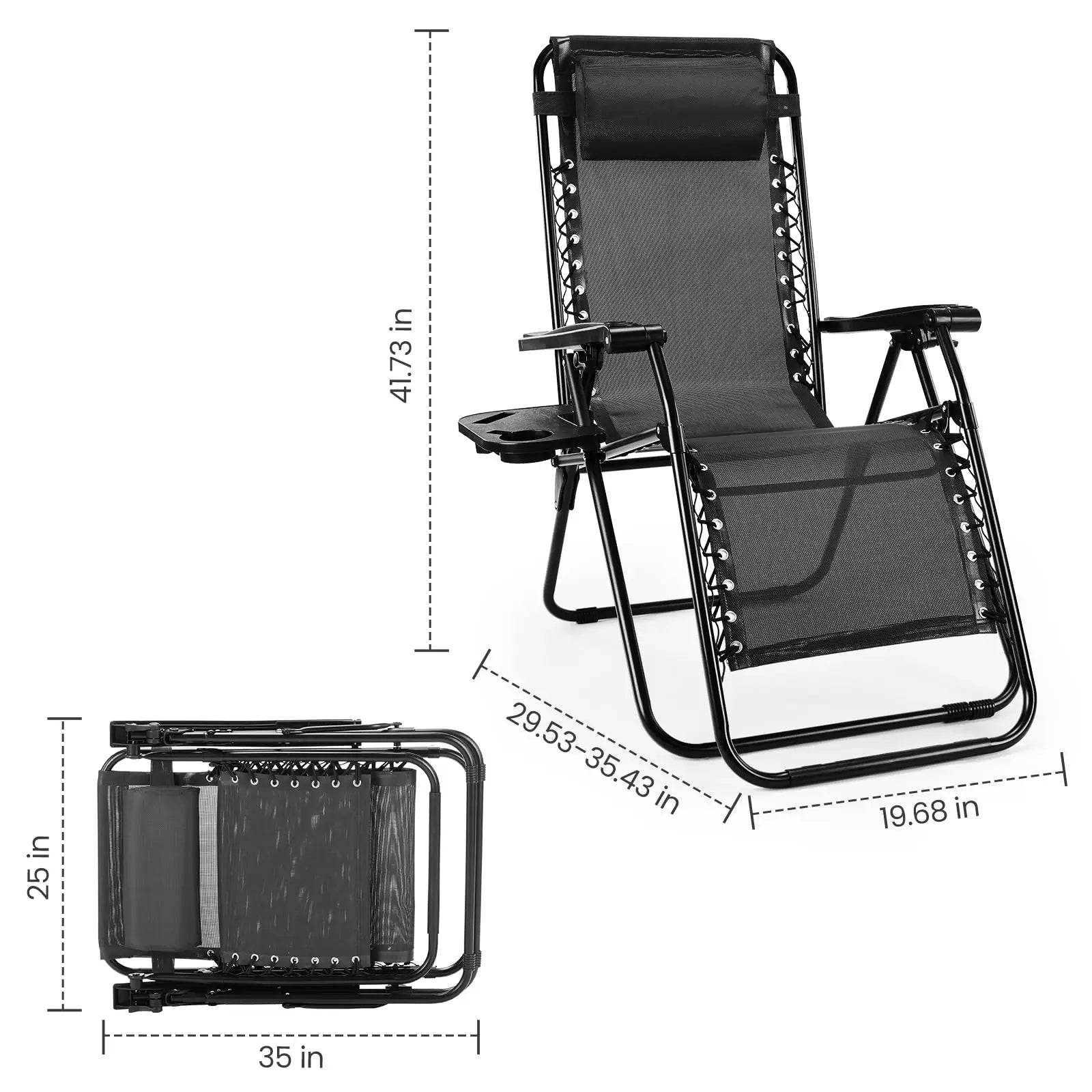JHK Zero Gravity Recliner Chairs Set of 2 with Cup Holders