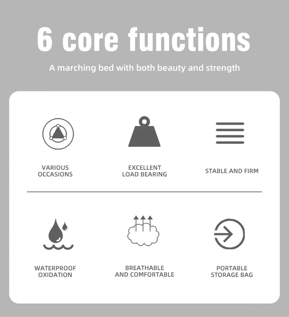 Folding Camping Cot Portable Outdoor Bed for Adults & Kids