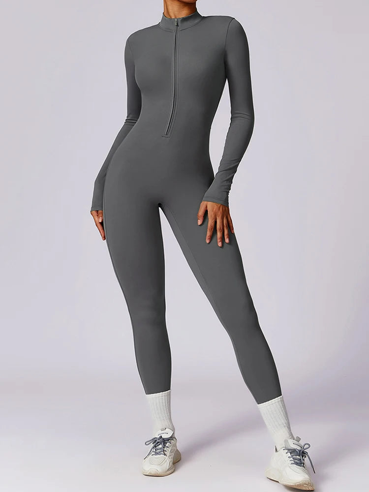 Women’s Summer Zipper Workout Jumpsuit Fitness Yoga Set