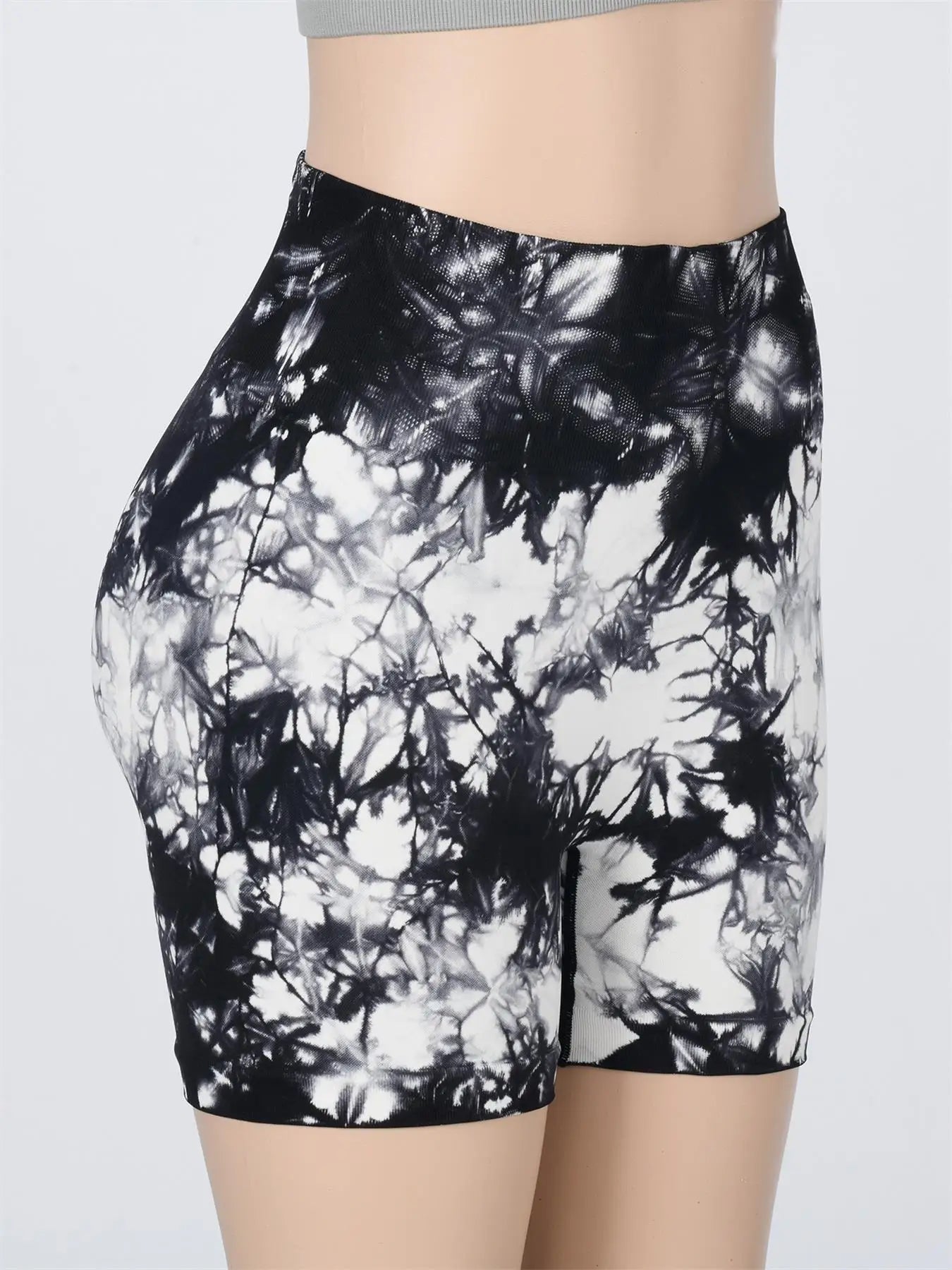 Women’s Tie-Dye High Waist Ruched Sports Yoga Shorts