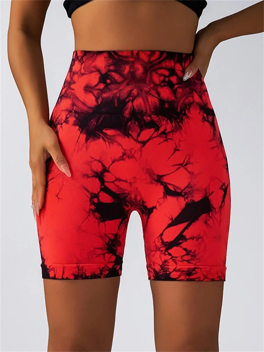 Women’s Tie-Dye High Waist Ruched Sports Yoga Shorts