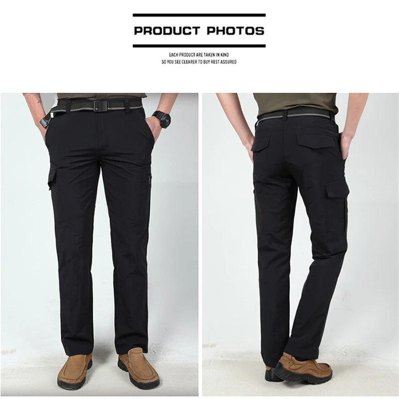 Men’s Summer Tactical Cargo Pants Lightweight Waterproof