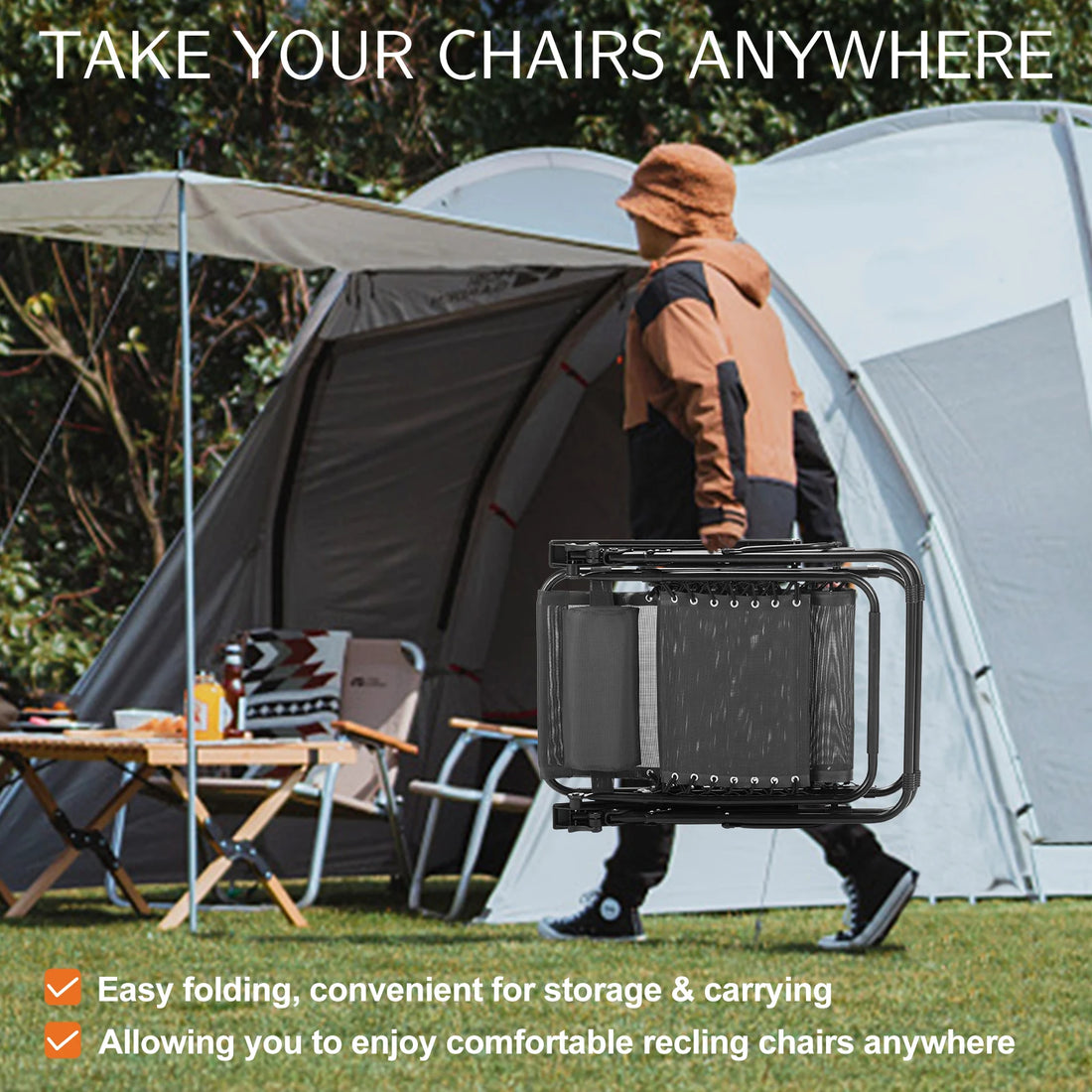 JHK Zero Gravity Recliner Chairs Set of 2 with Cup Holders
