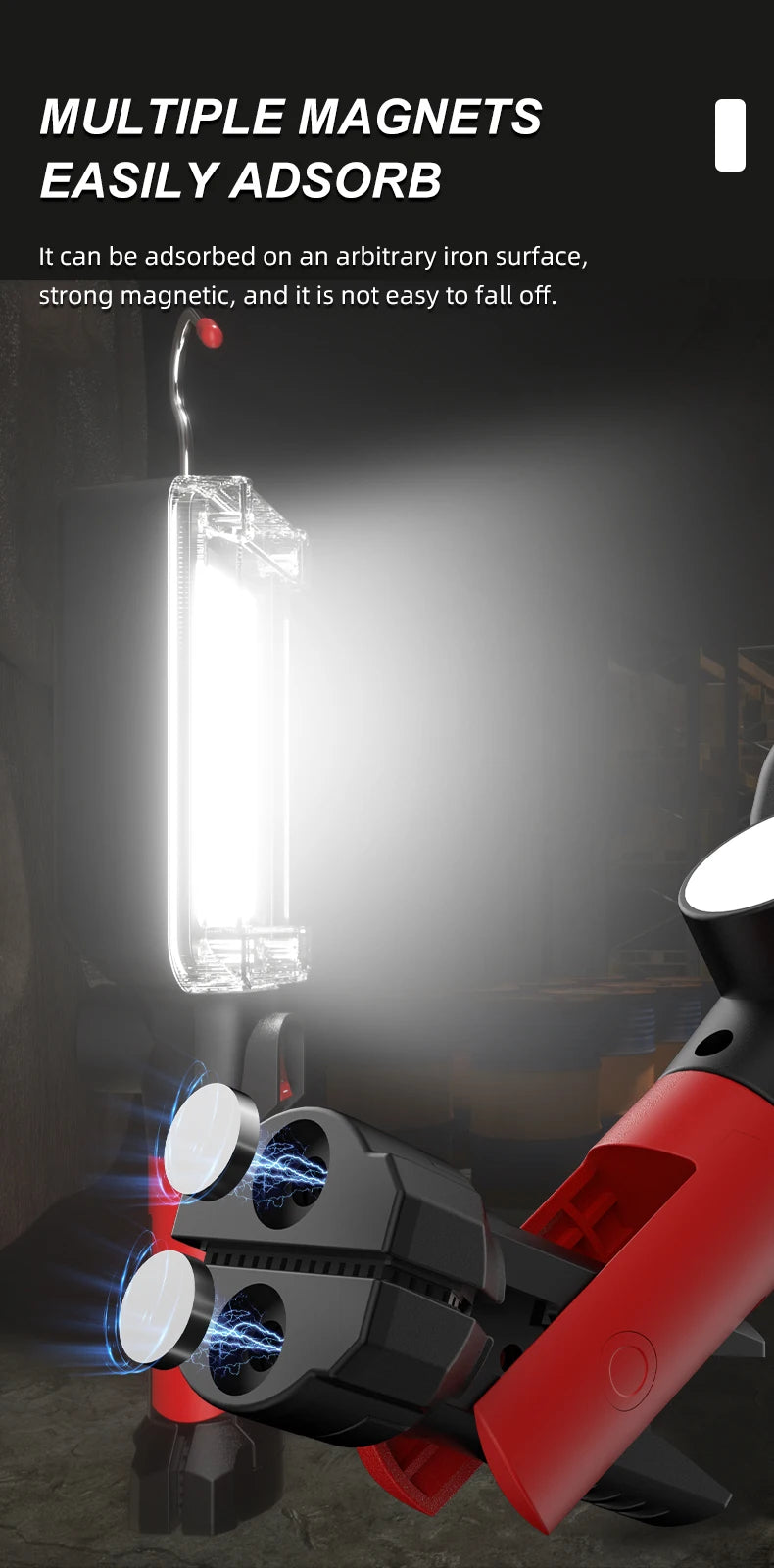 LED Work Light COB Floodlight 8000LM Rechargeable Portable Magnetic Lamp