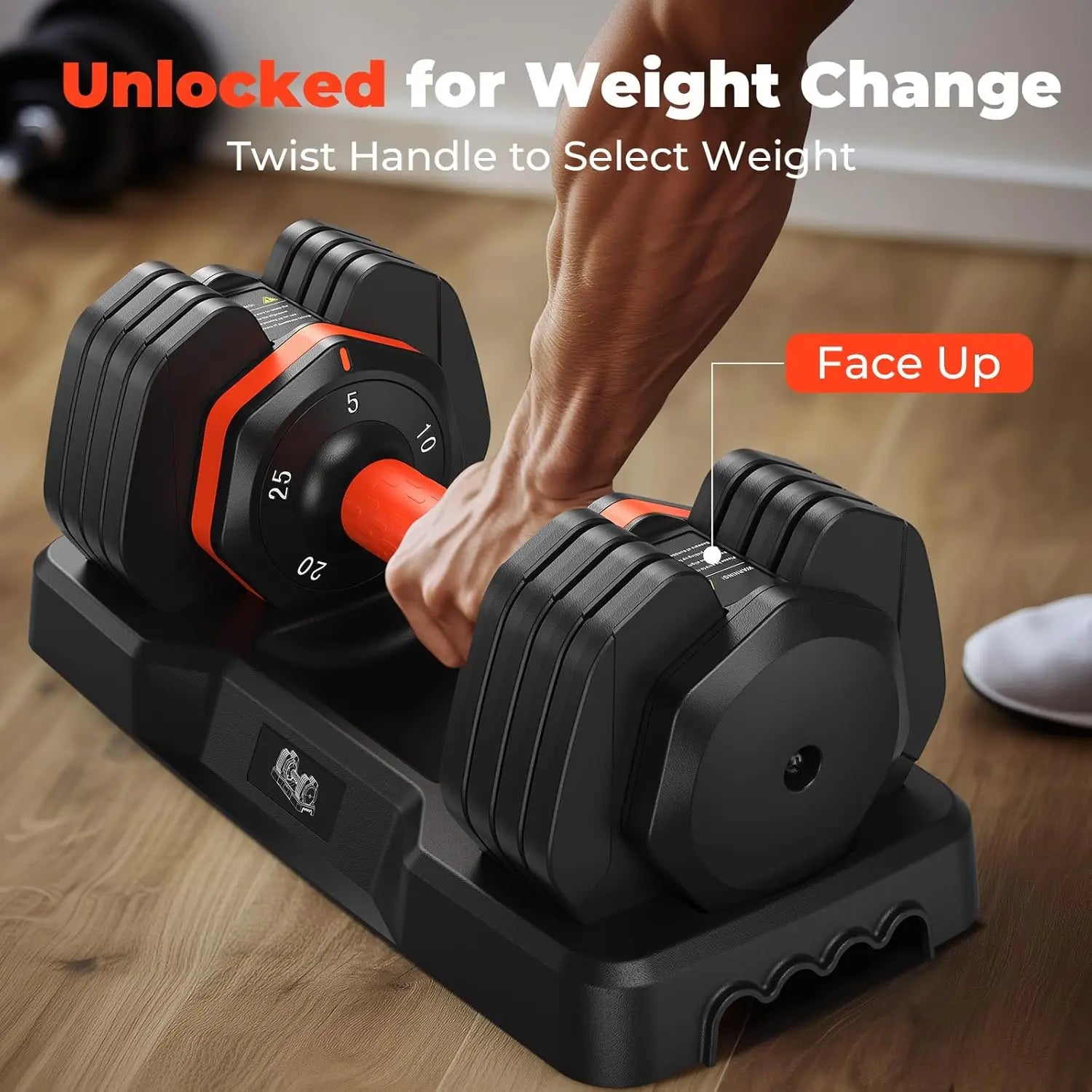Adjustable Dumbbell Set 25LB – Anti-Slip Handle for Home Fitness