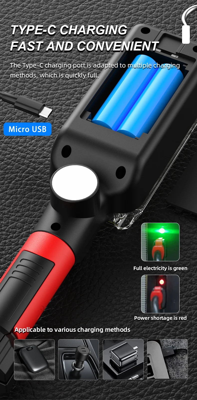 LED Work Light COB Floodlight 8000LM Rechargeable Portable Magnetic Lamp