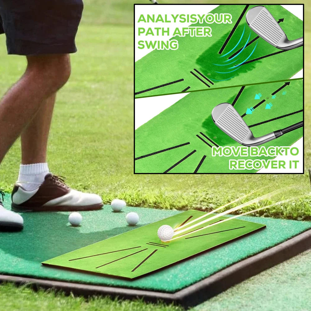Golf Swing Training Mat with Impact Trace Direction Pad