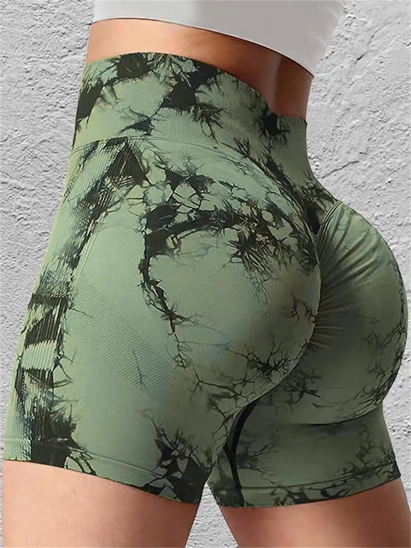 Women’s Tie-Dye High Waist Ruched Sports Yoga Shorts