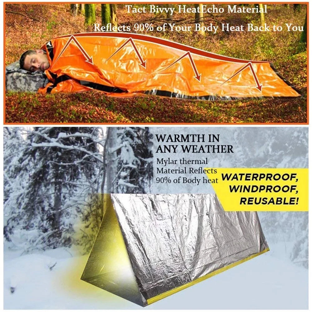 Portable Waterproof Emergency Survival Sleeping Bag Mylar Thermal Sack