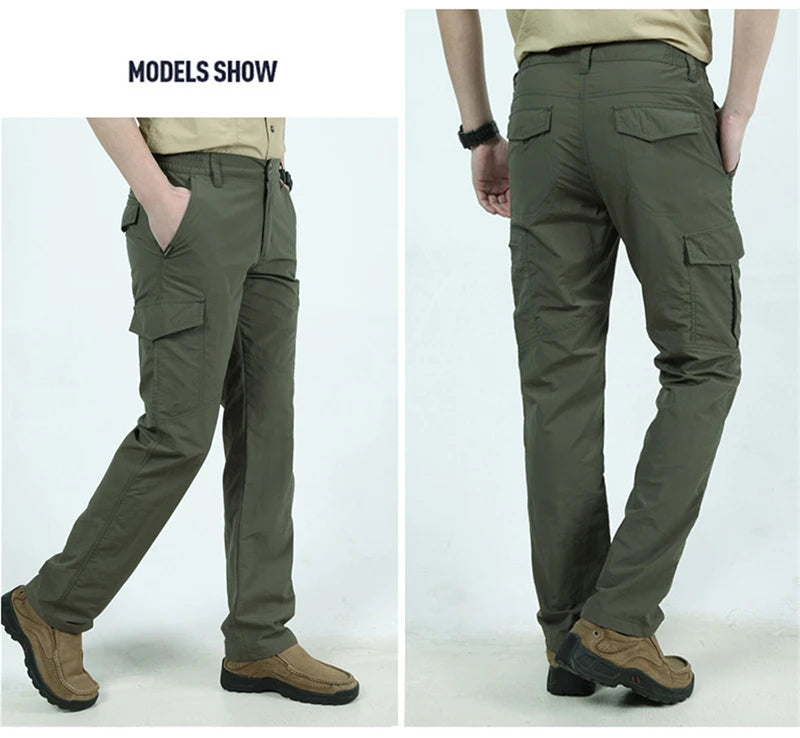 Men’s Summer Tactical Cargo Pants Lightweight Waterproof