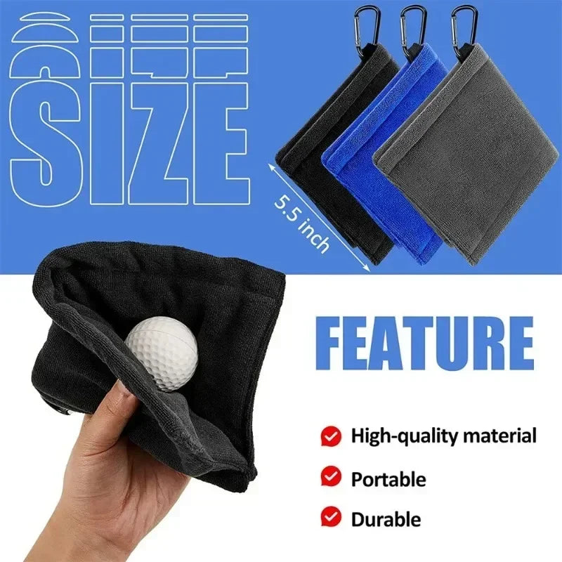 PGM Microfiber Golf Ball Cleaning Towel with Carabiner Hook