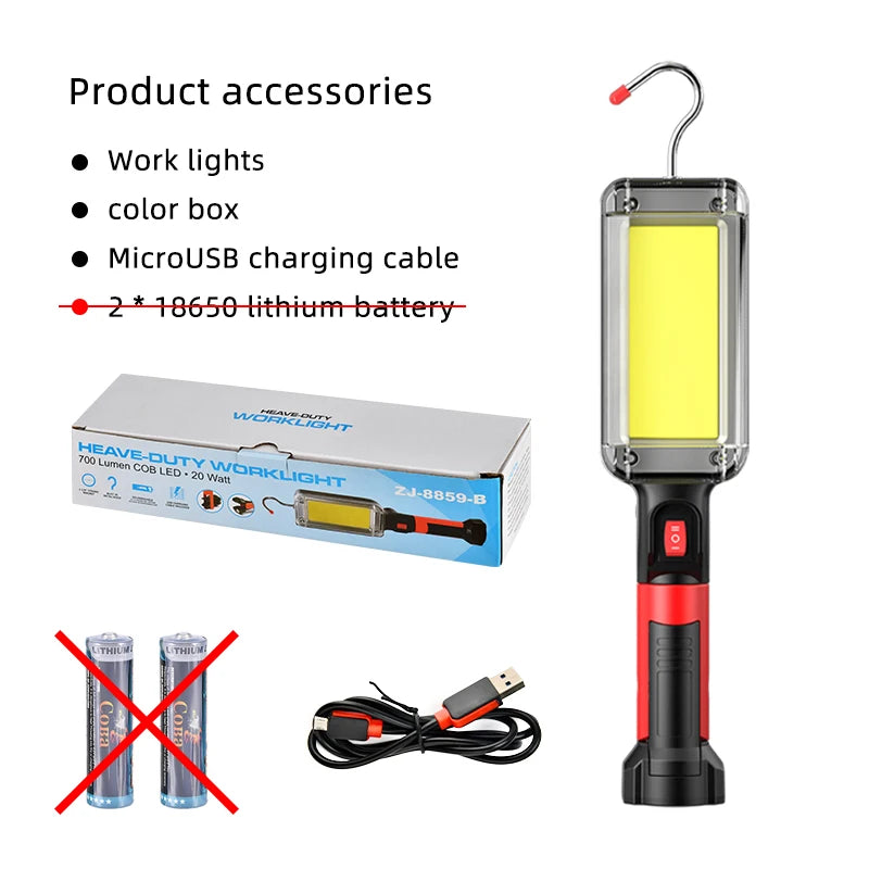 LED Work Light COB Floodlight 8000LM Rechargeable Portable Magnetic Lamp
