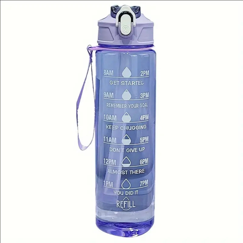 800ml Sports Water Bottle Leak-Proof with Time Scale