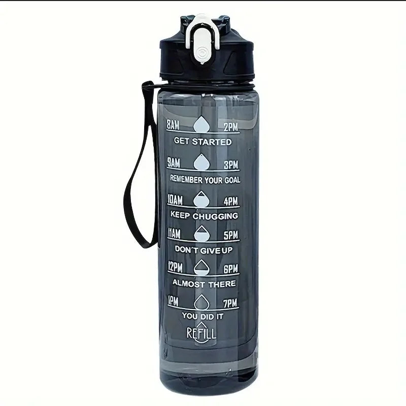 800ml Sports Water Bottle Leak-Proof with Time Scale