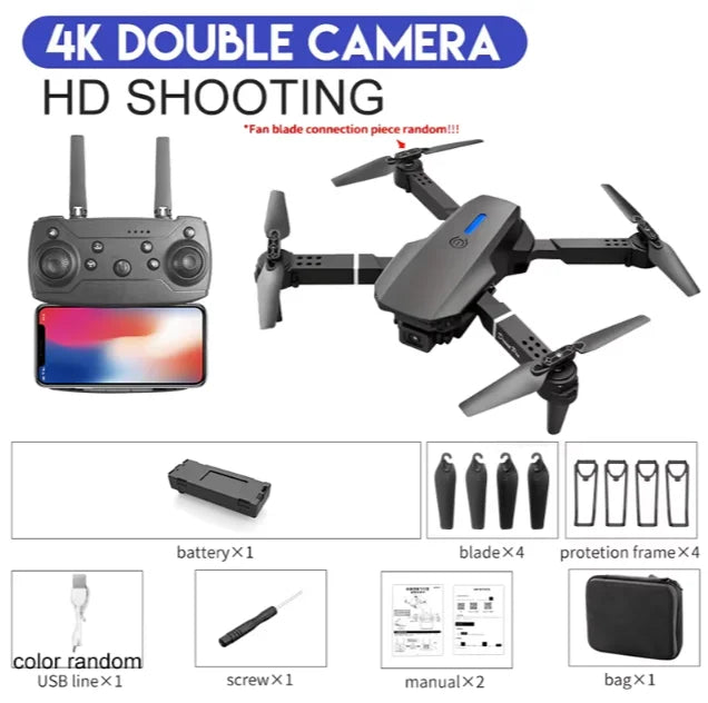 E88Pro Foldable RC Drone with 4K HD Camera – 2024 Model