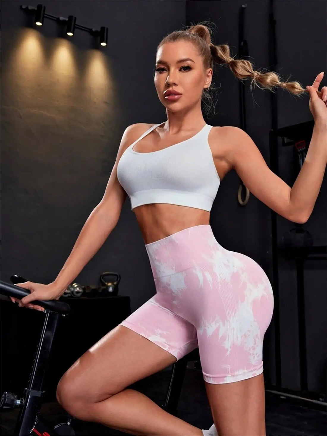 Women’s Tie-Dye High Waist Ruched Sports Yoga Shorts